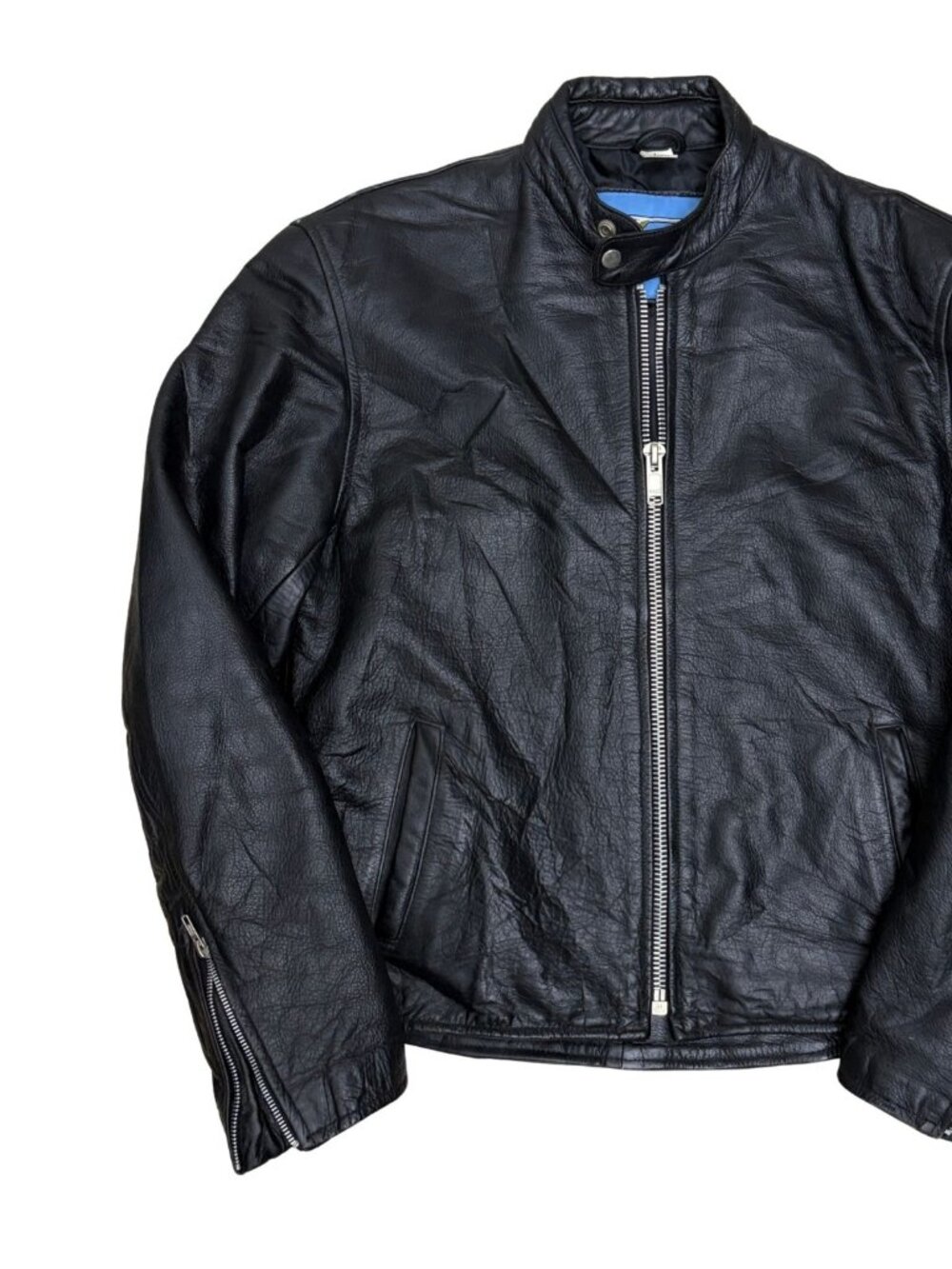 Vintage 90s Leather Motorcycle Jacket Biker Bomber Black Coat Mens Large